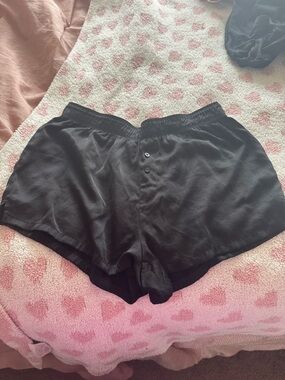 PINK Victoria's Secret Black Satin Boxer Shorts